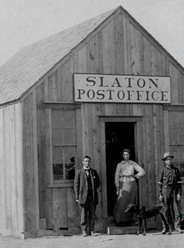 Slaton, Texas Post Office with Postmistress Annie Higbee and Patrons in